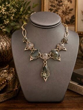 ALEXIS BITTAR NWT $475 Retail Miss Havisham Encrusted Link Statement Necklace